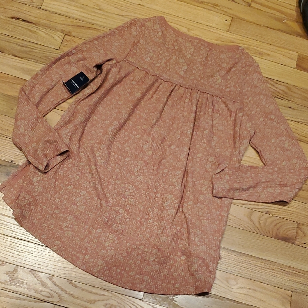 Lucky Brand Light Rust Floral Long Sleeve Thermal Tunic - Picture 5 of 6